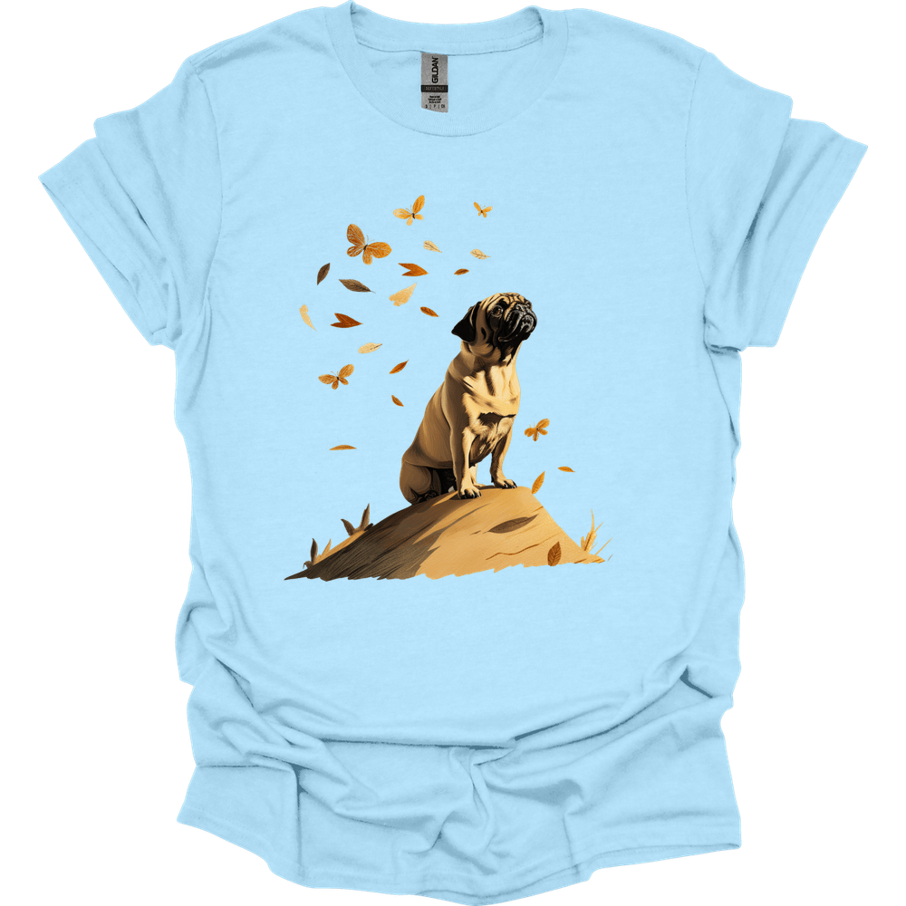 Pug - Fall Dog T-Shirt - Light Blue