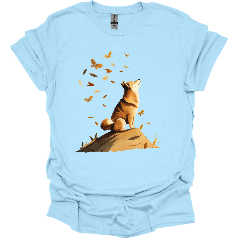 Shiba Inu - Fall Dog T-Shirt - Light Blue