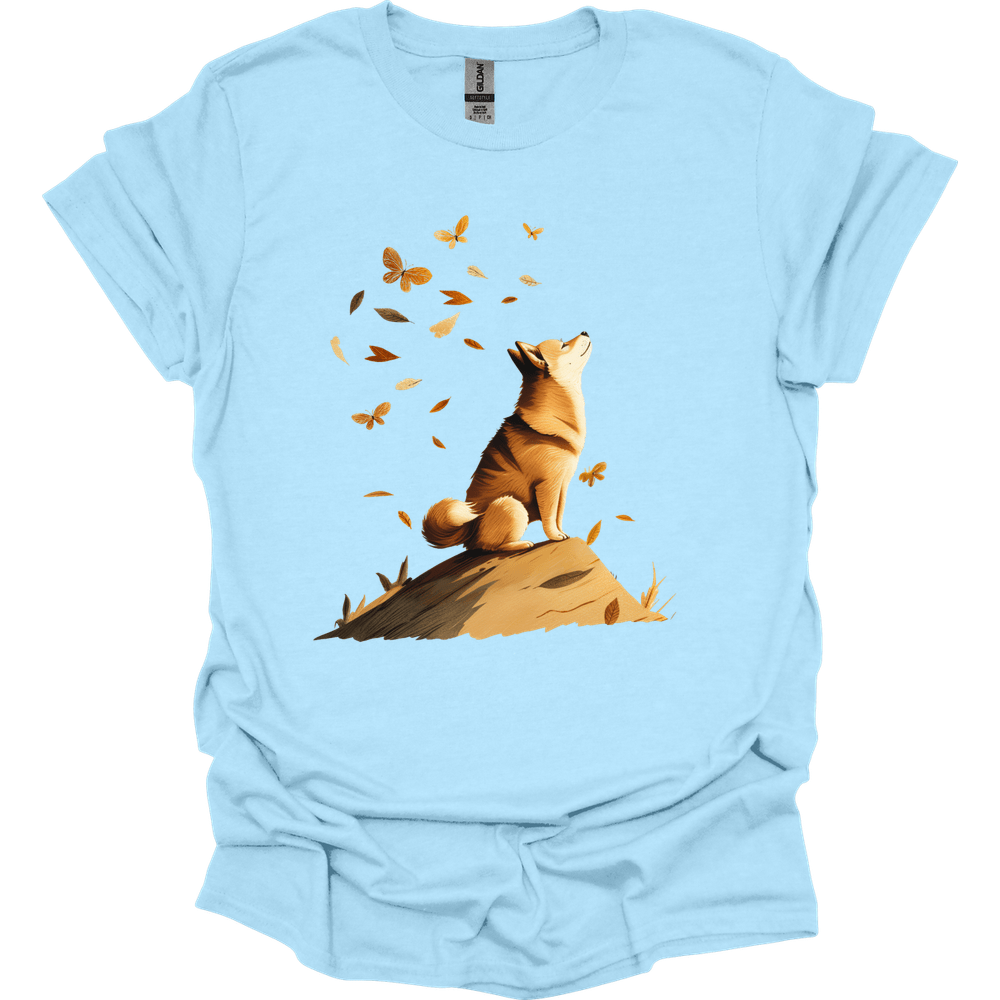 Shiba Inu - Fall Dog T-Shirt - Light Blue