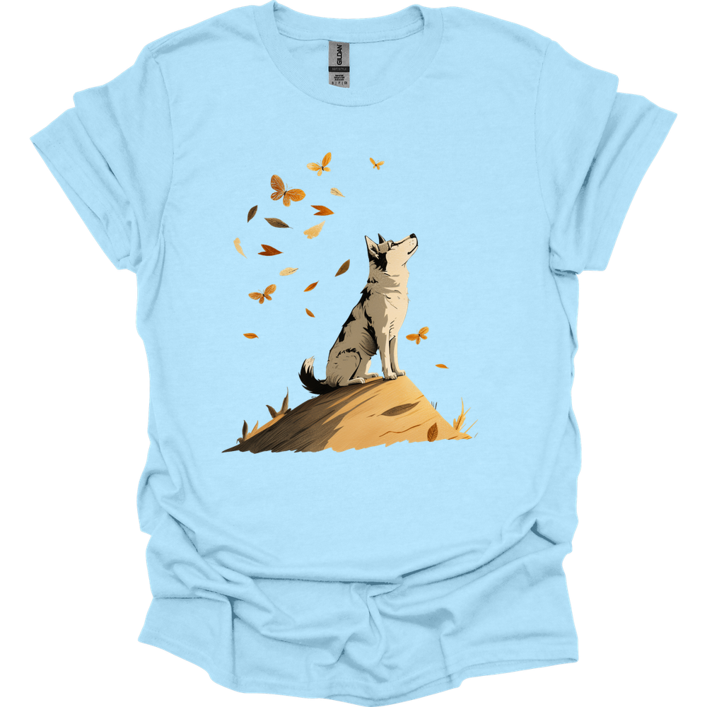 Siberian Husky - Fall Dog T-Shirt - Light Blue