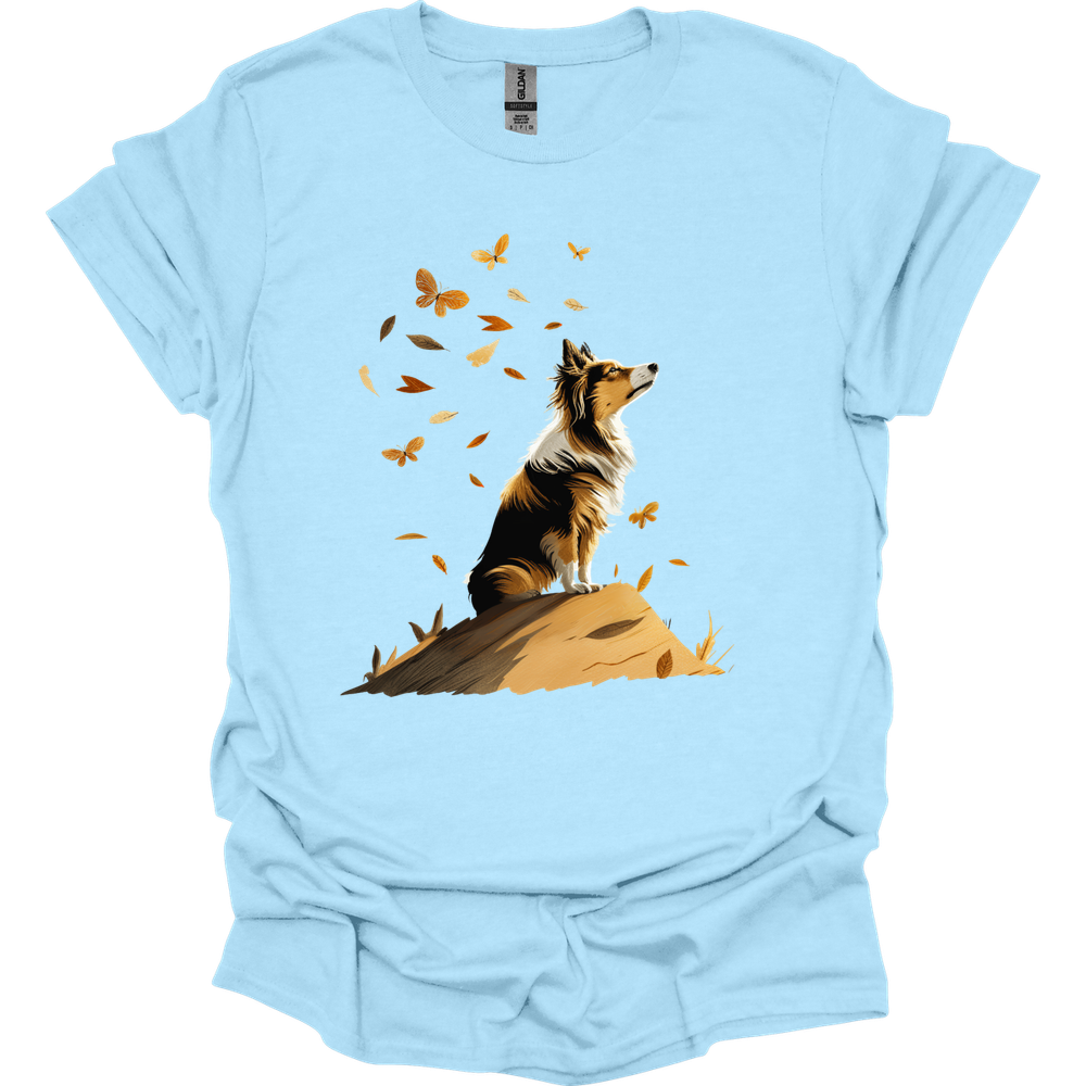 Shetland Sheepdog - Fall Dog T-Shirt - Light Blue