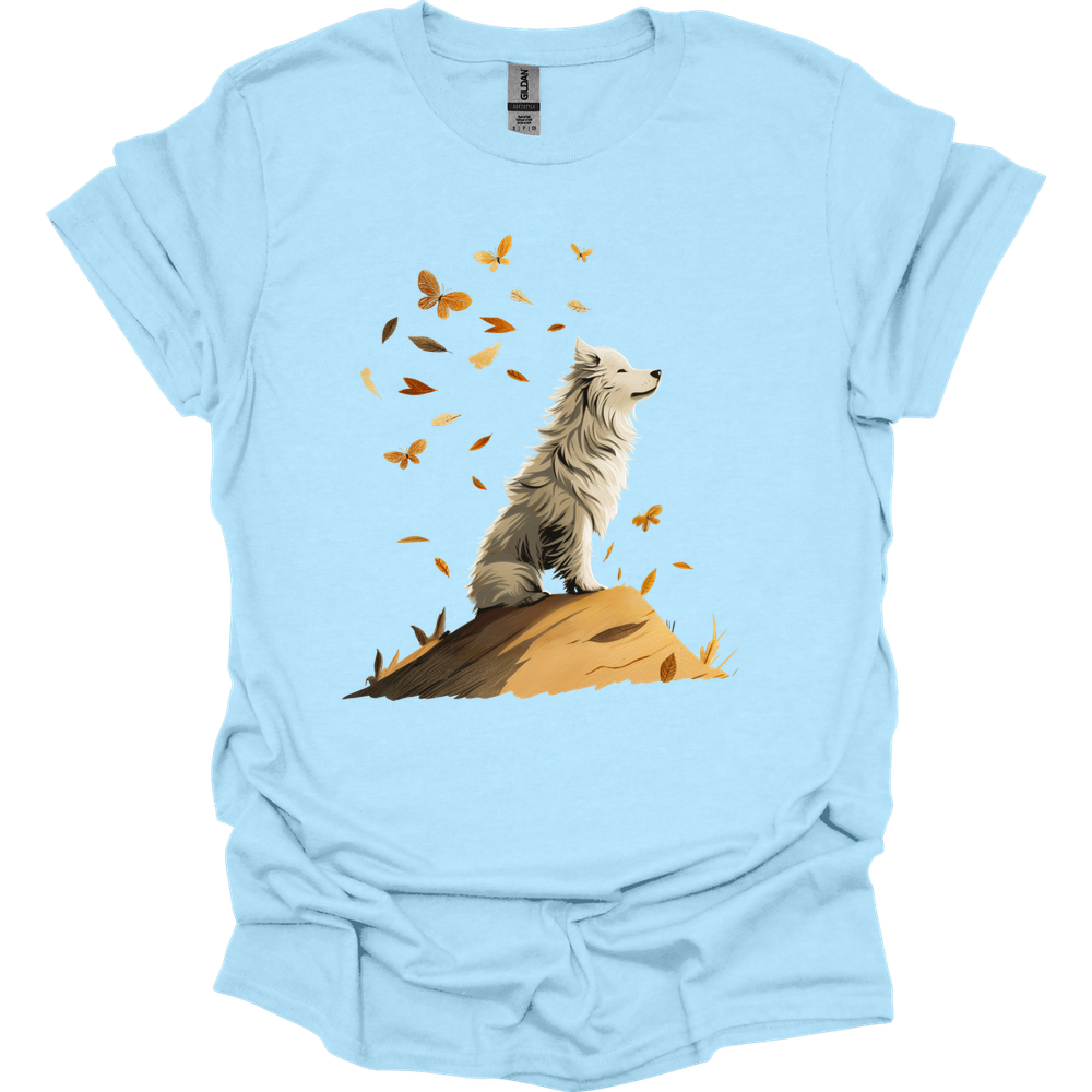 Samoyed - Fall Dog T-Shirt - Light Blue