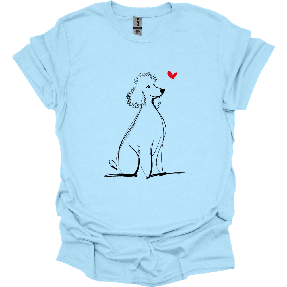 Poodle - Sketch Dog T-Shirt - Light Blue