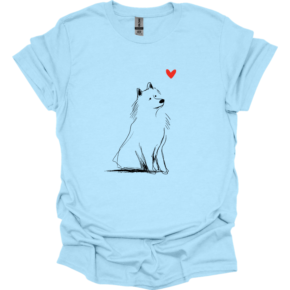 Samoyed - Sketch Dog T-Shirt - Light Blue