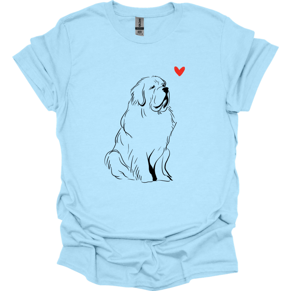 Newfoundland - Sketch Dog T-Shirt - Light Blue