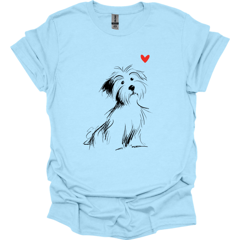 Havanese - Sketch Dog T-Shirt - Light Blue