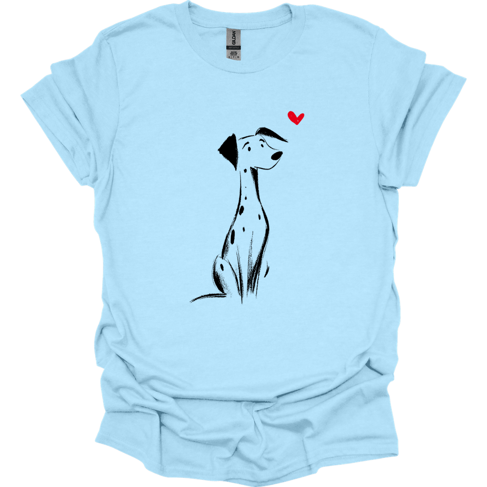 Dalmatian - Sketch Dog T-Shirt - Light Blue