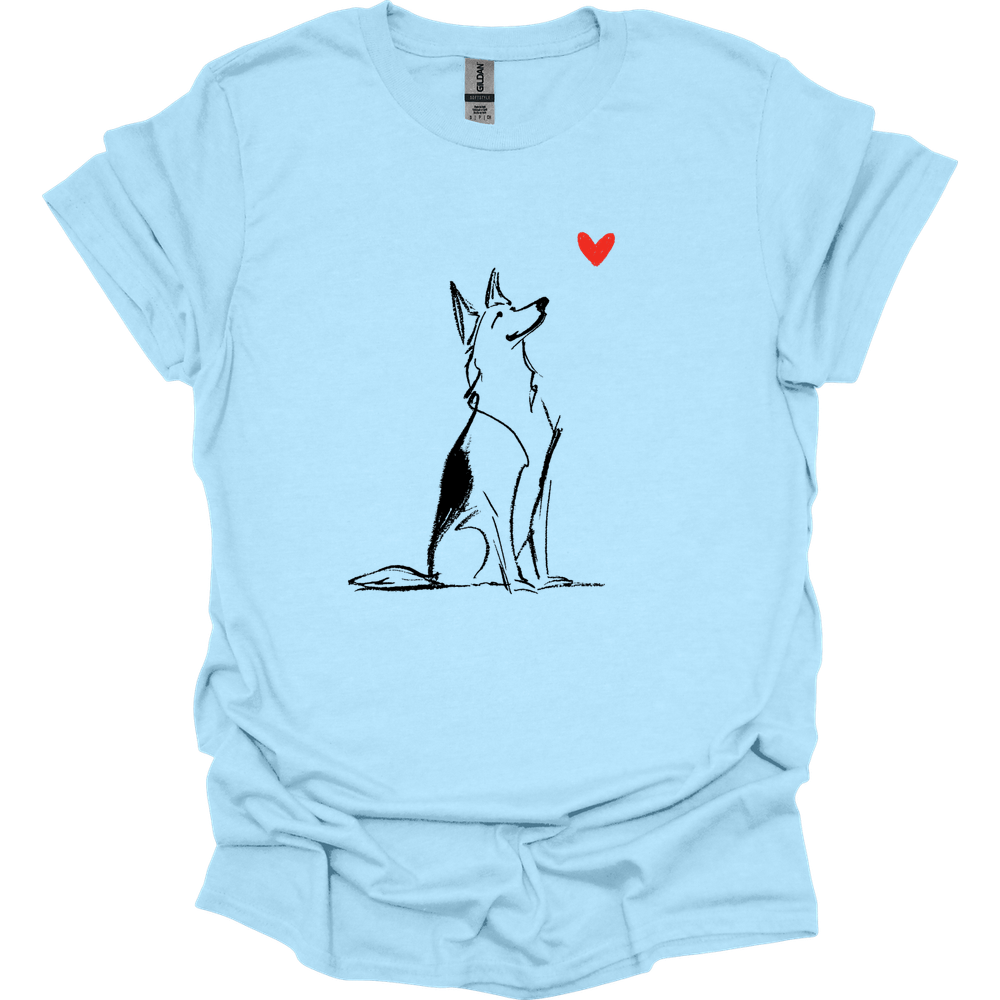 German Shepherd - Sketch Dog T-Shirt - Light Blue