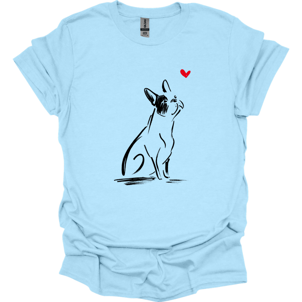 Boston Terrier - Sketch Dog T-Shirt - Light Blue