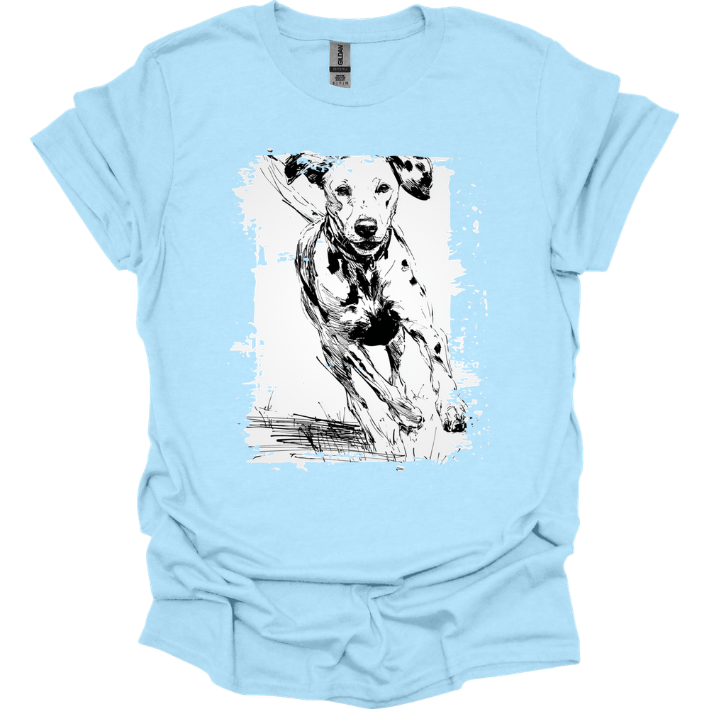Dalmatian - Running Dog T-Shirt - Light Blue