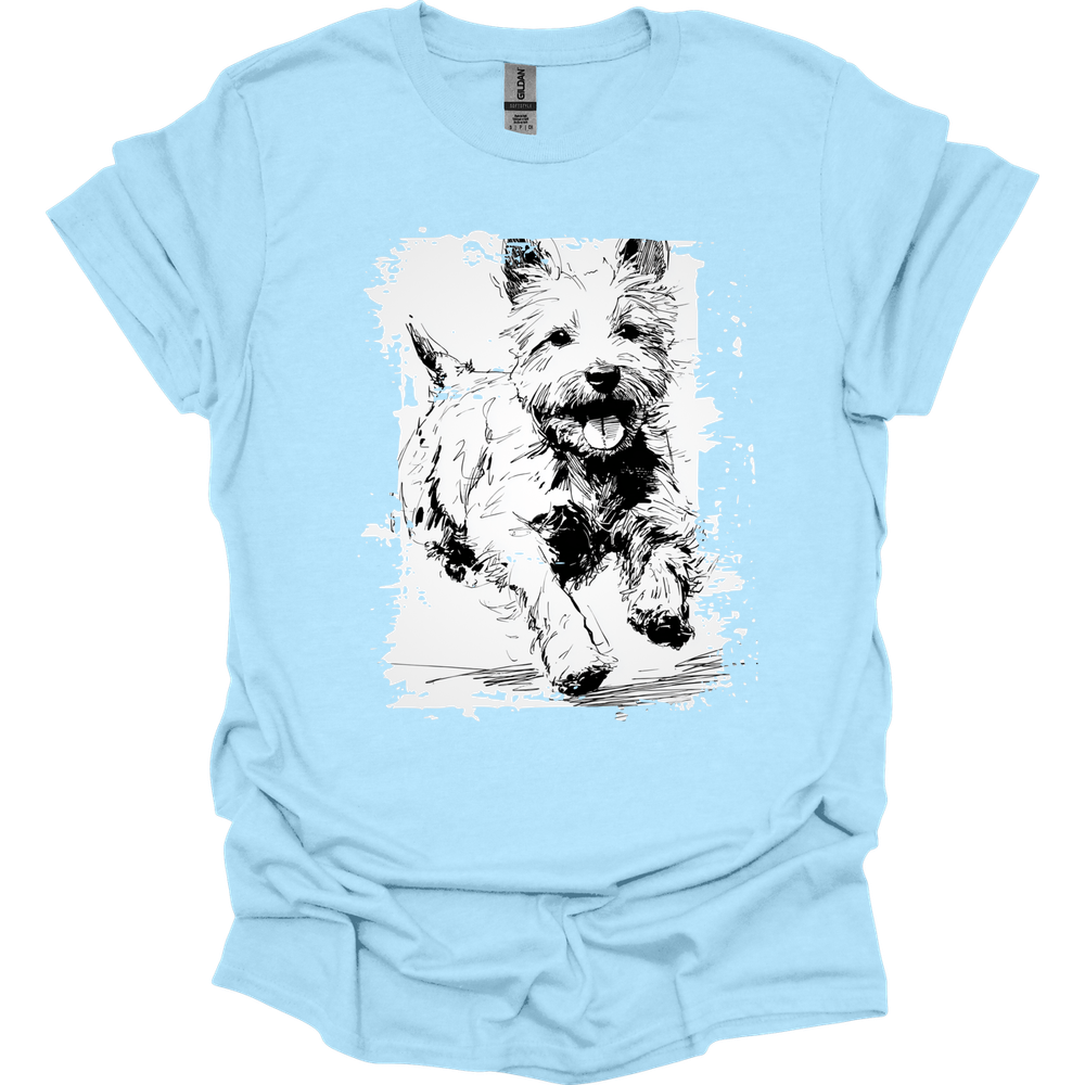 West Hightland White Terrier - Running Dog T-Shirt - Light Blue