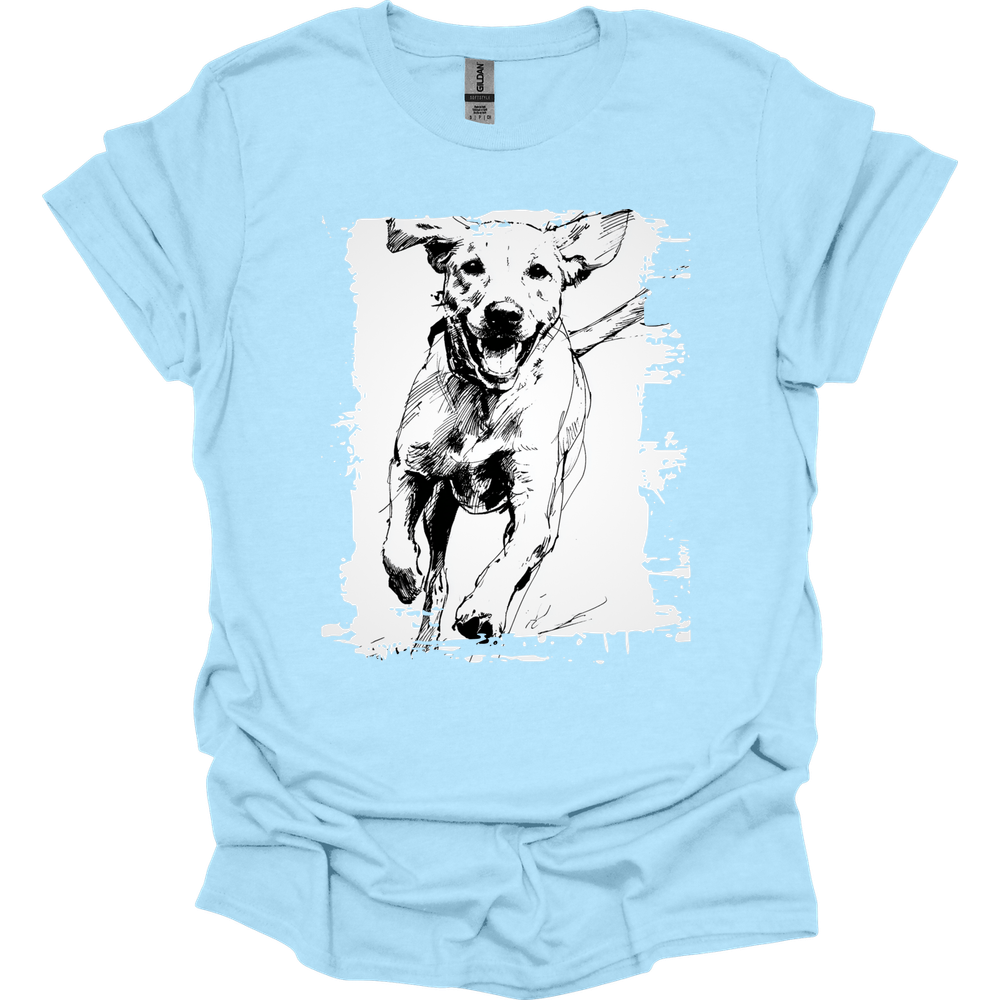 Labrador - Running Dog T-Shirt - Light Blue