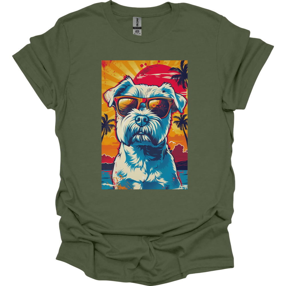Miniature Schnauzer - Summer Dog T-Shirt - Military Green