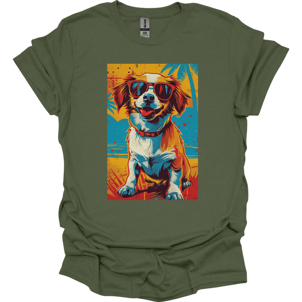 Papillon - Summer Dog T-Shirt - Military Green