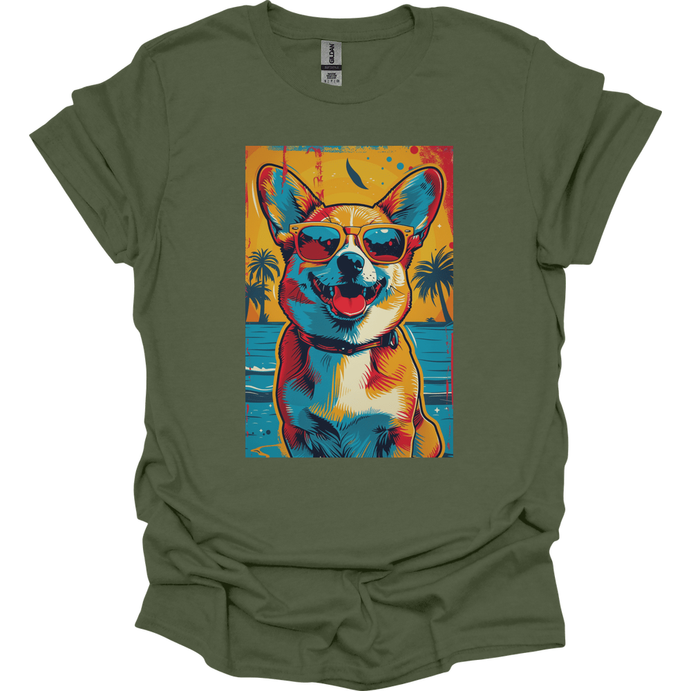 Pembroke Welsh Corgi - Summer Dog T-Shirt - Military Green