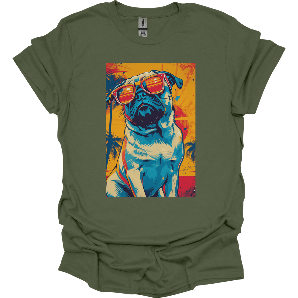 Pug - Summer Dog T-Shirt - Military Green