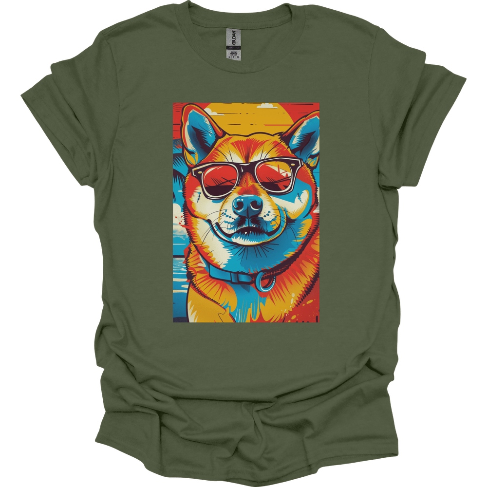 Shiba Inu - Summer Dog T-Shirt - Military Green