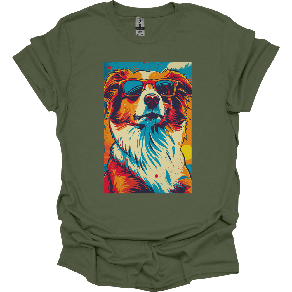 Shetland Sheepdog - Summer Dog T-Shirt - Military Green