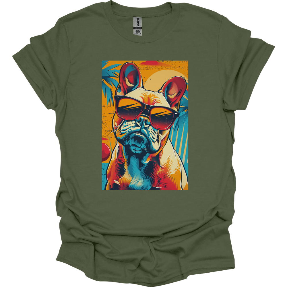 French Bulldog - Summer Dog T-Shirt - Military Green