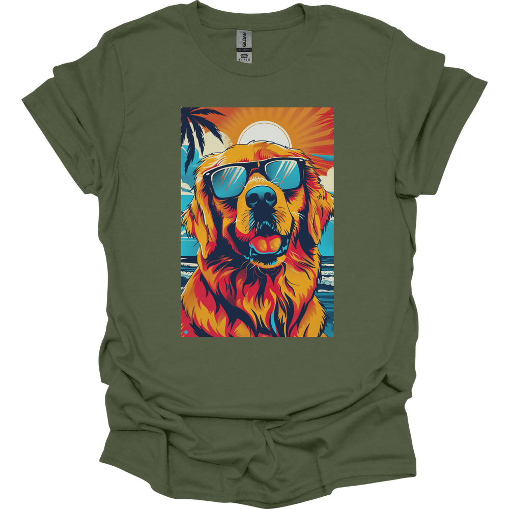 Golden Retriever - Summer Dog T-Shirt - Military Green