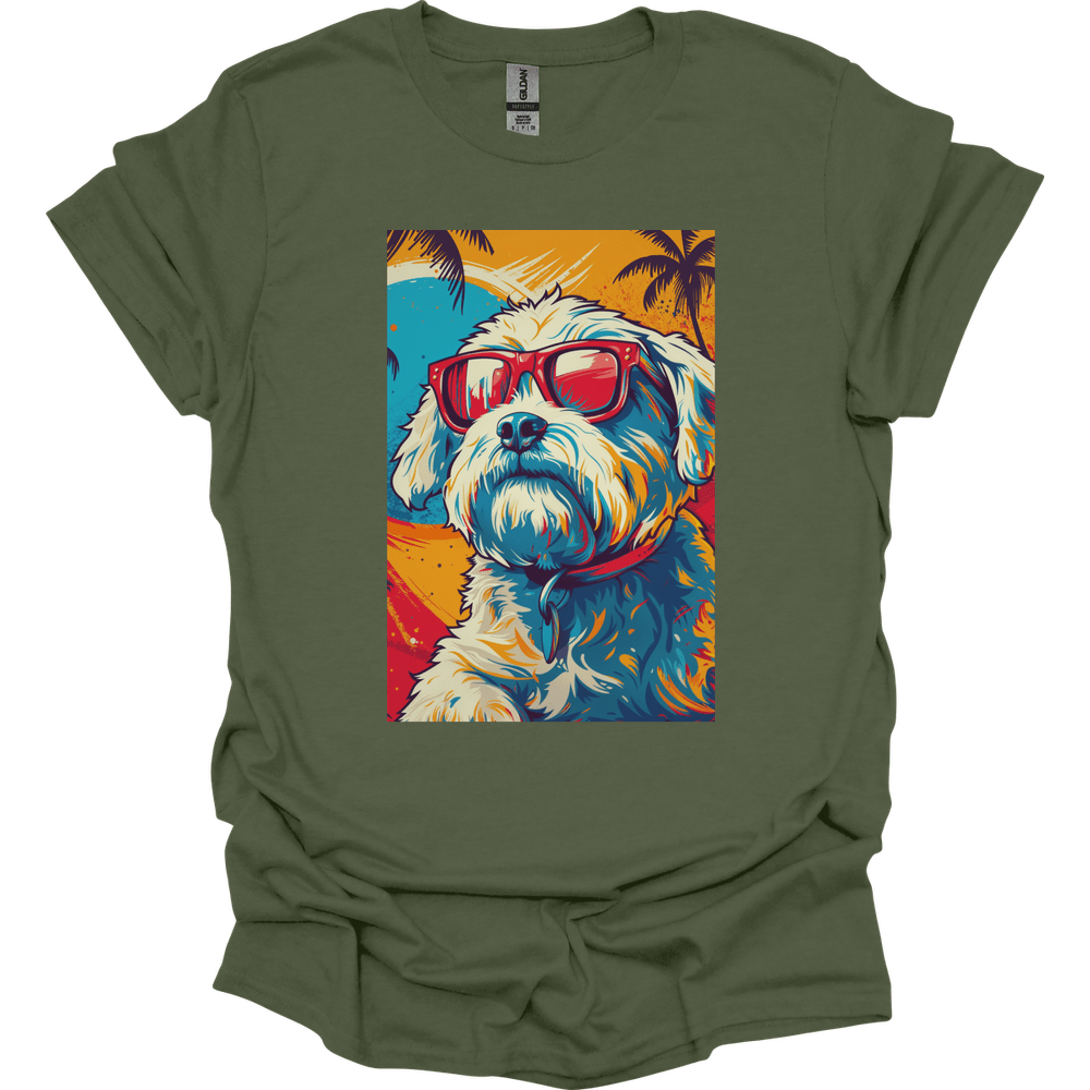 Bichon Frise - Summer Dog T-Shirt - Military Green