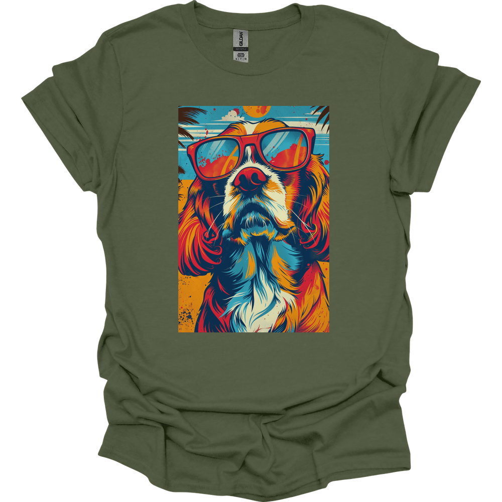 Cavalier King Charles Spaniel - Summer Dog T-Shirt - Military Green