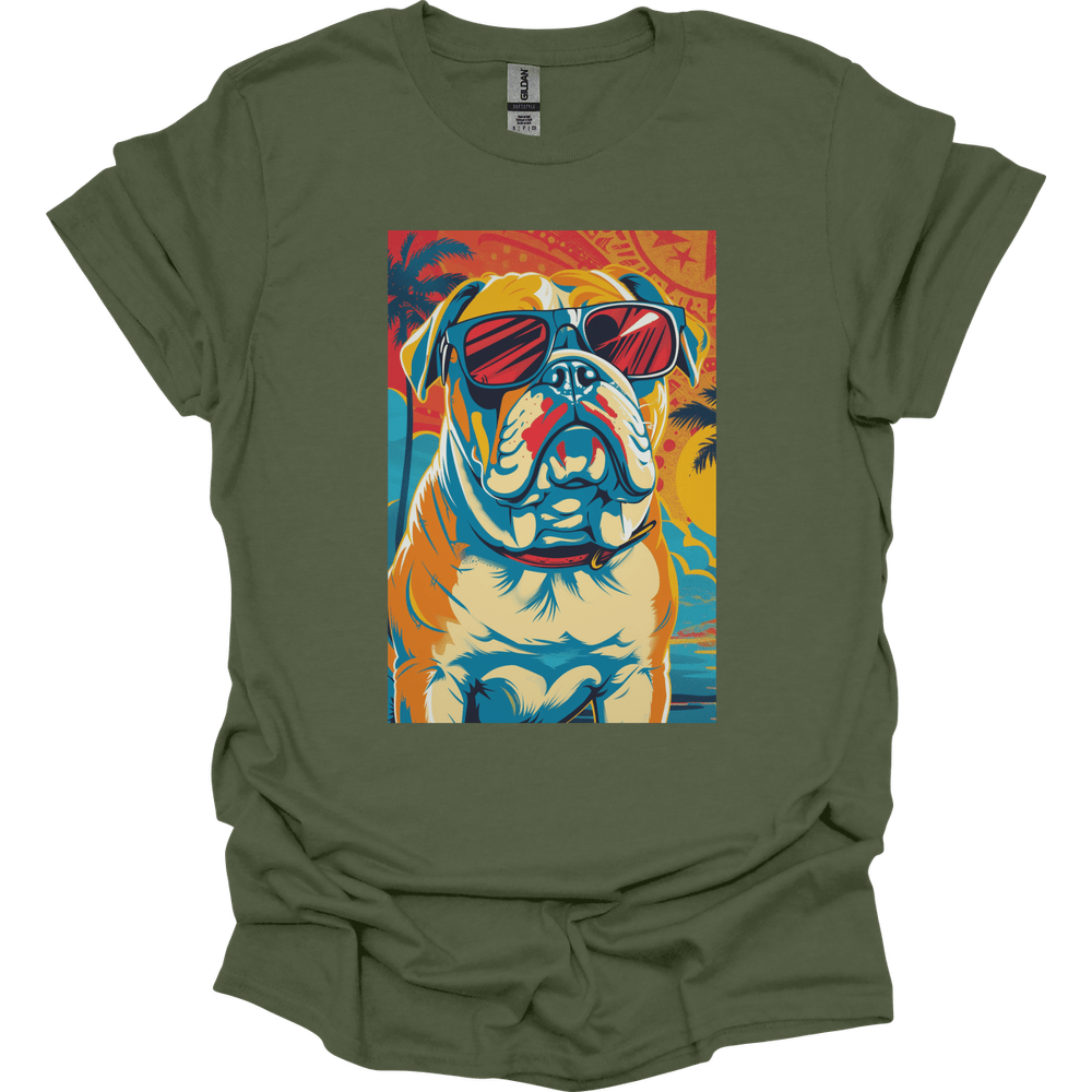 Bulldog - Summer Dog T-Shirt - Military Green