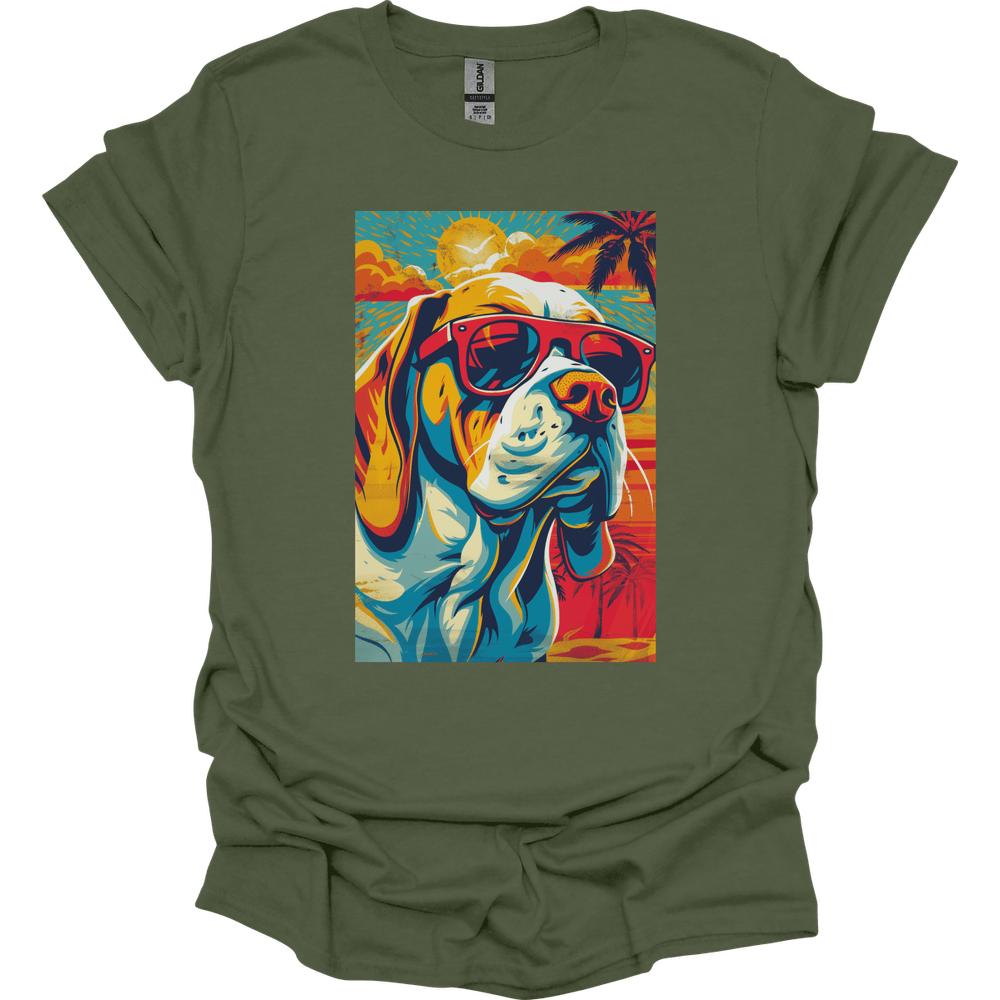 Basset Hound - Summer Dog T-Shirt - Military Green