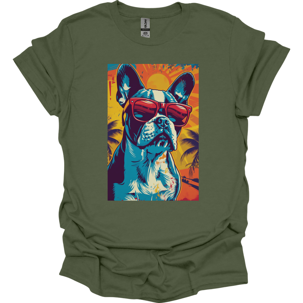 Boston Terrier - Summer Dog T-Shirt - Military Green