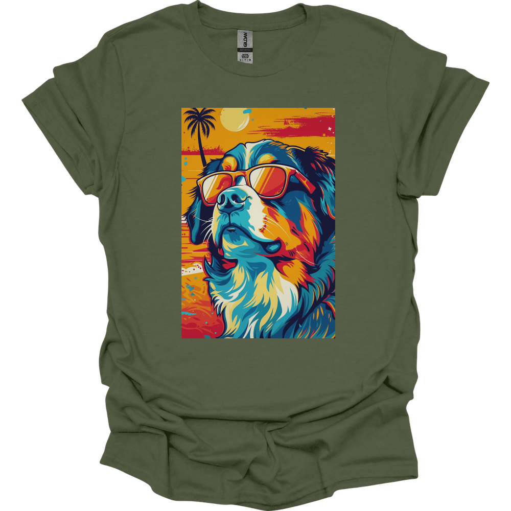 Bernese Mountain Dog - Summer Dog T-Shirt - Military Green