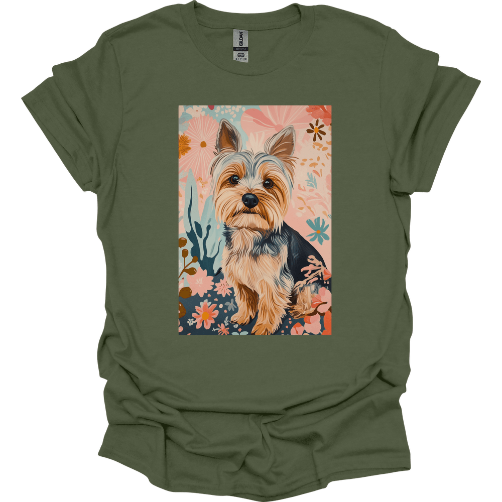 Yorkshire Terrier - Boho Dog T-Shirt - Military Green