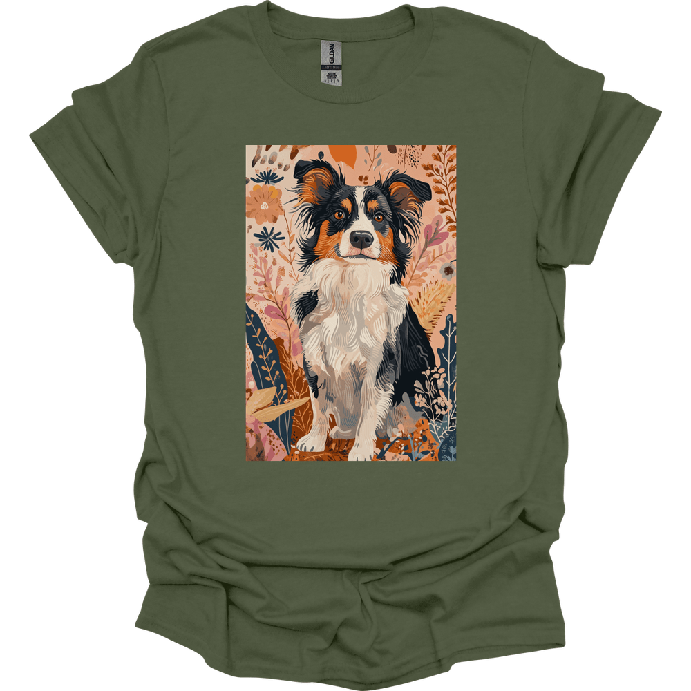 Miniature American Shepherd - Boho Dog T-Shirt - Military Green
