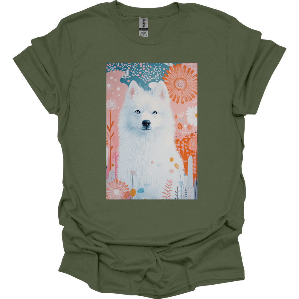 Samoyed - Boho Dog T-Shirt - Military Green