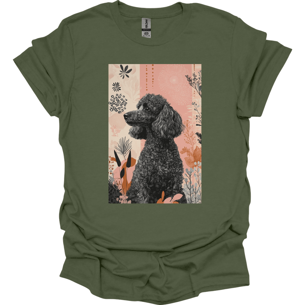 Poodle - Boho Dog T-Shirt - Military Green