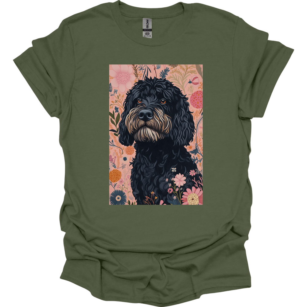 Portuguese Water Dog - Boho Dog T-Shirt - Military Green