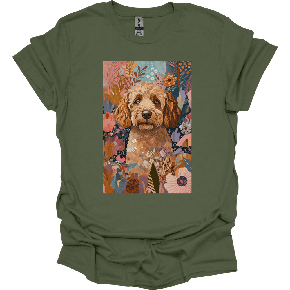 Labradoodle - Boho Dog T-Shirt - Military Green