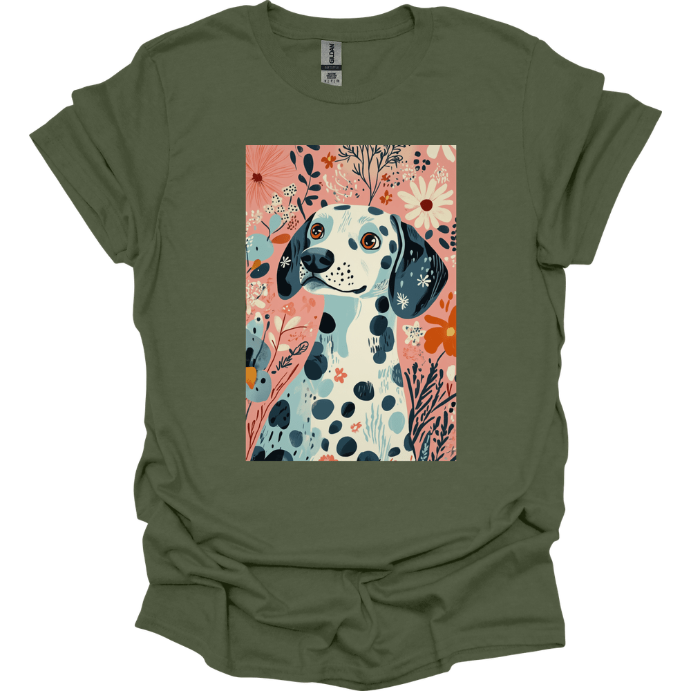 Dalmatian - Boho Dog T-Shirt - Military Green
