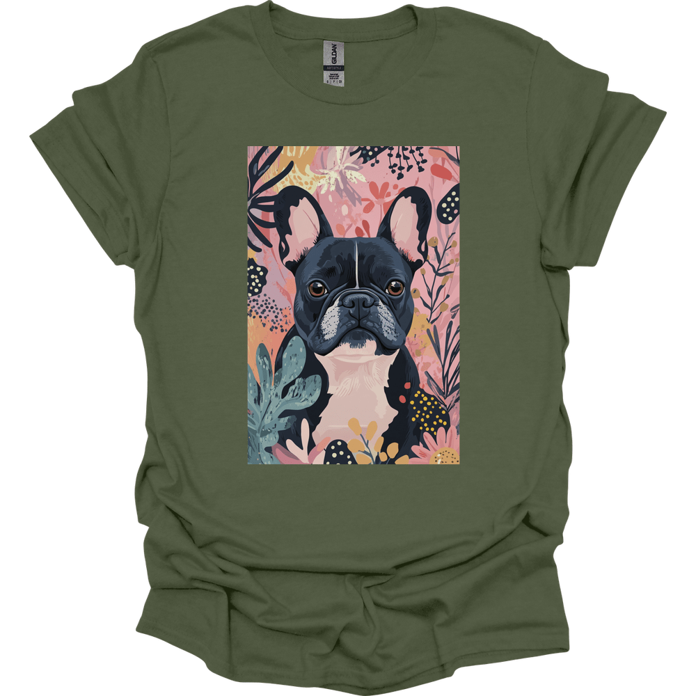 French Bulldog - Boho Dog T-Shirt - Military Green