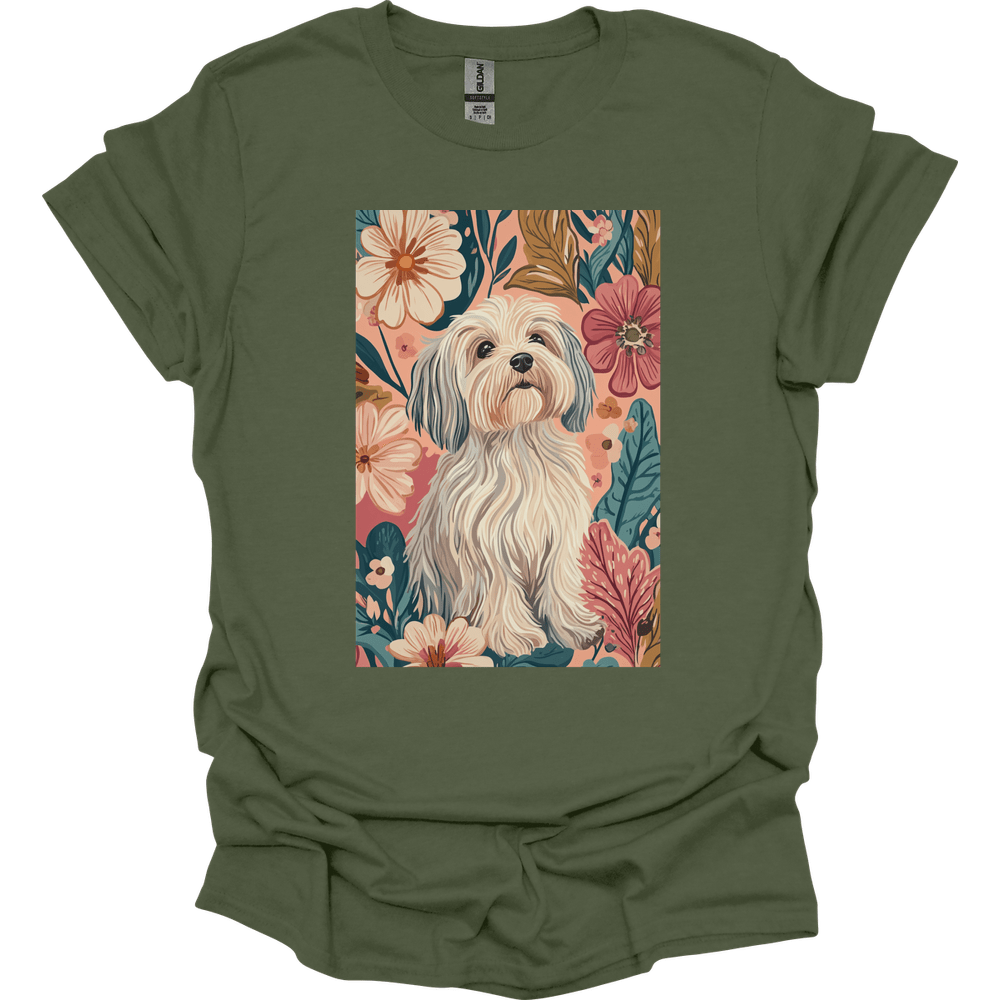 Havanese - Boho Dog T-Shirt - Military Green
