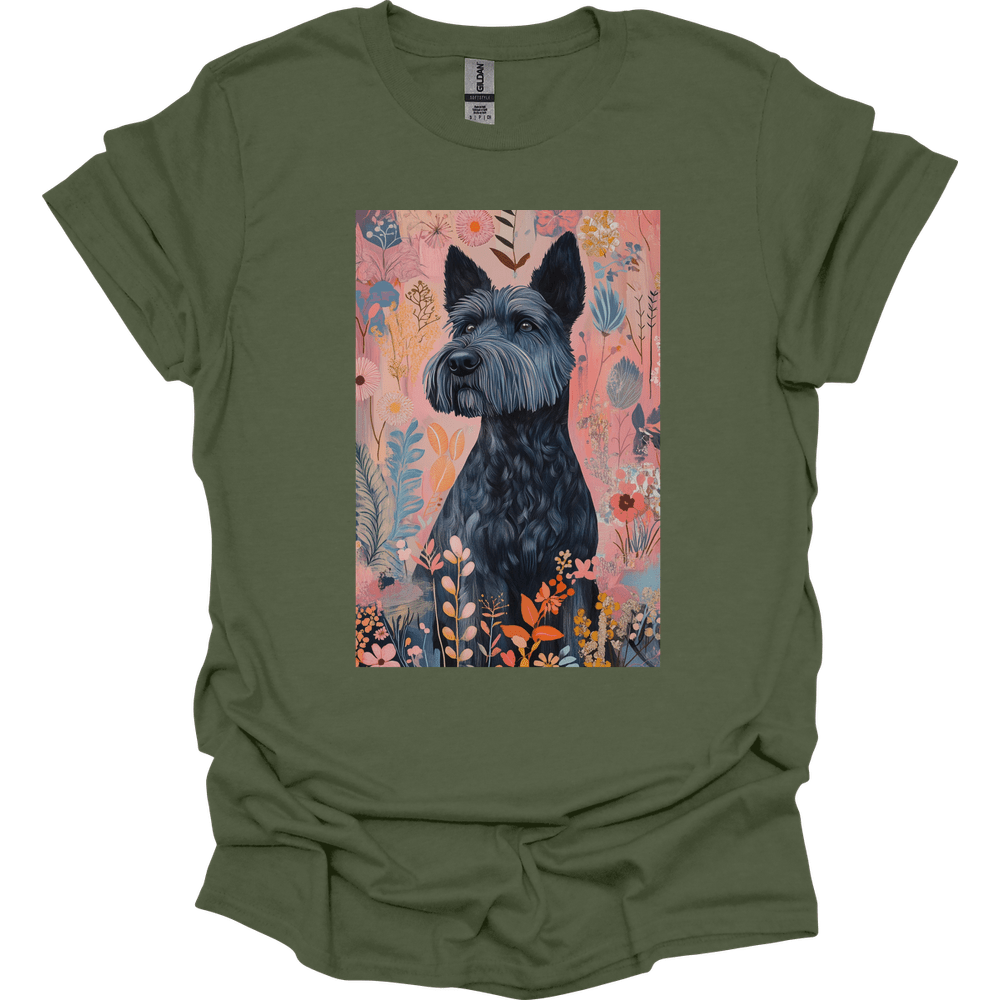 Kerry Blue Terrier - Boho Dog T-Shirt - Military Green