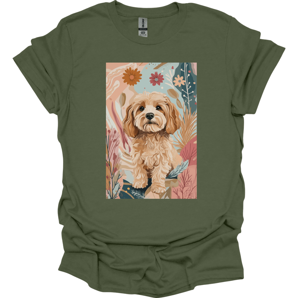 Cavapoo - Boho Dog T-Shirt - Military Green