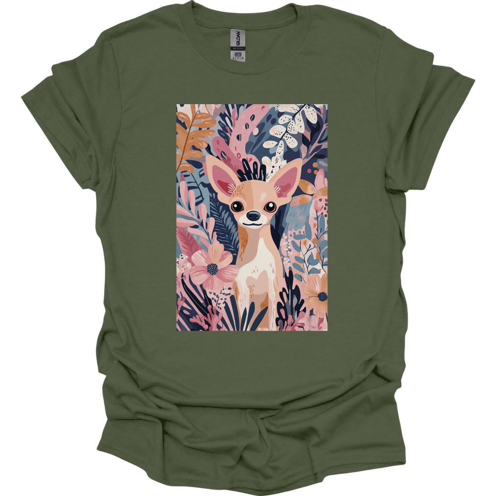 Chihuahua - Boho Dog T-Shirt - Military Green