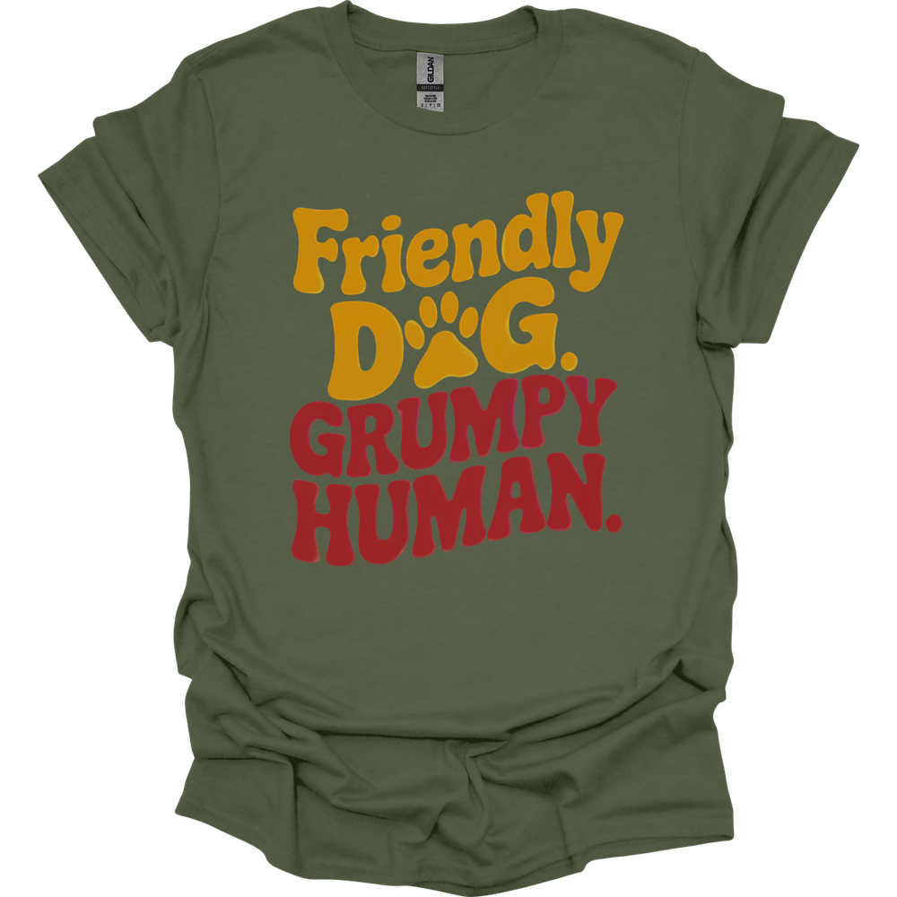 Grumpy Human T-Shirt - Military Green