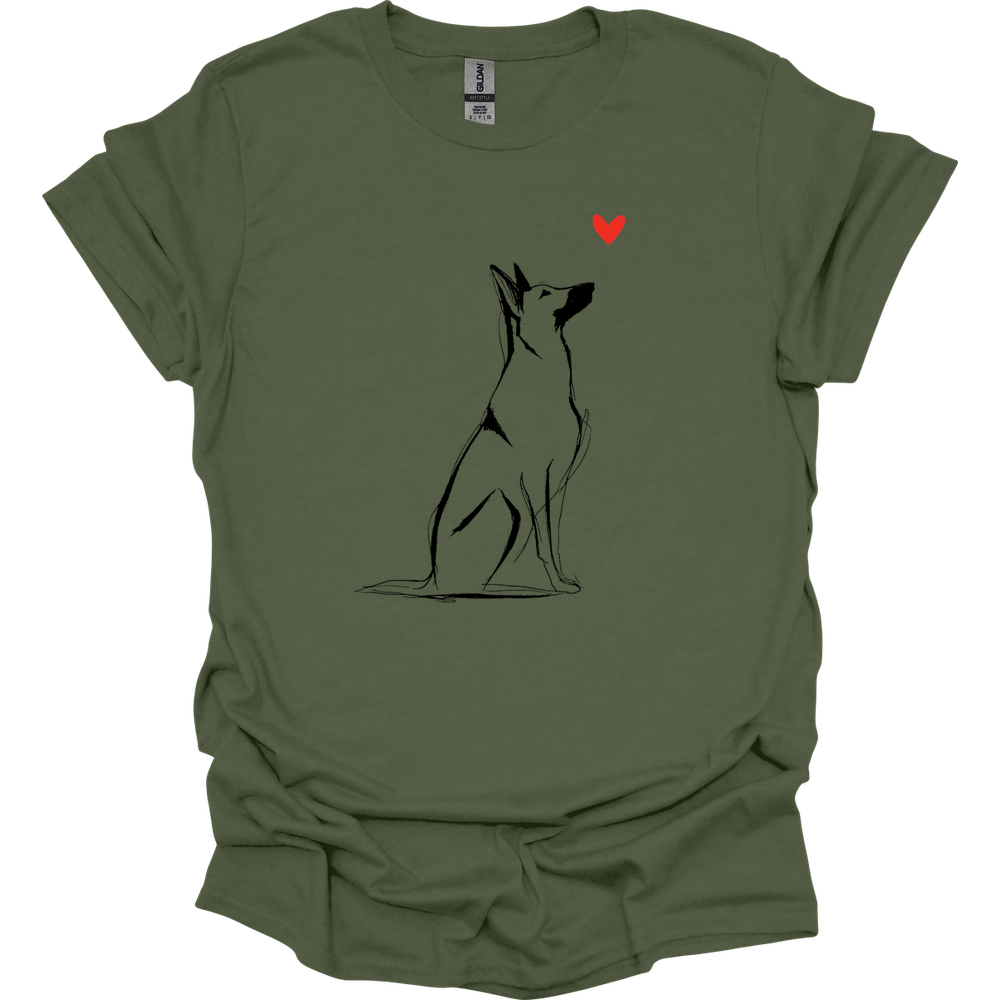 Beligian Malinois - Sketch Dog T-Shirt - Military Green