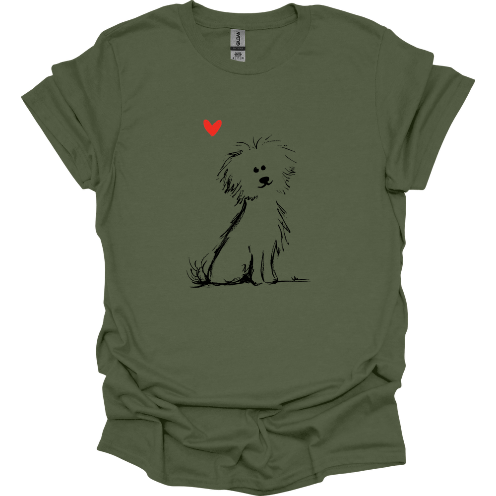 Bichon Frise - Sketch Dog T-Shirt - Military Green