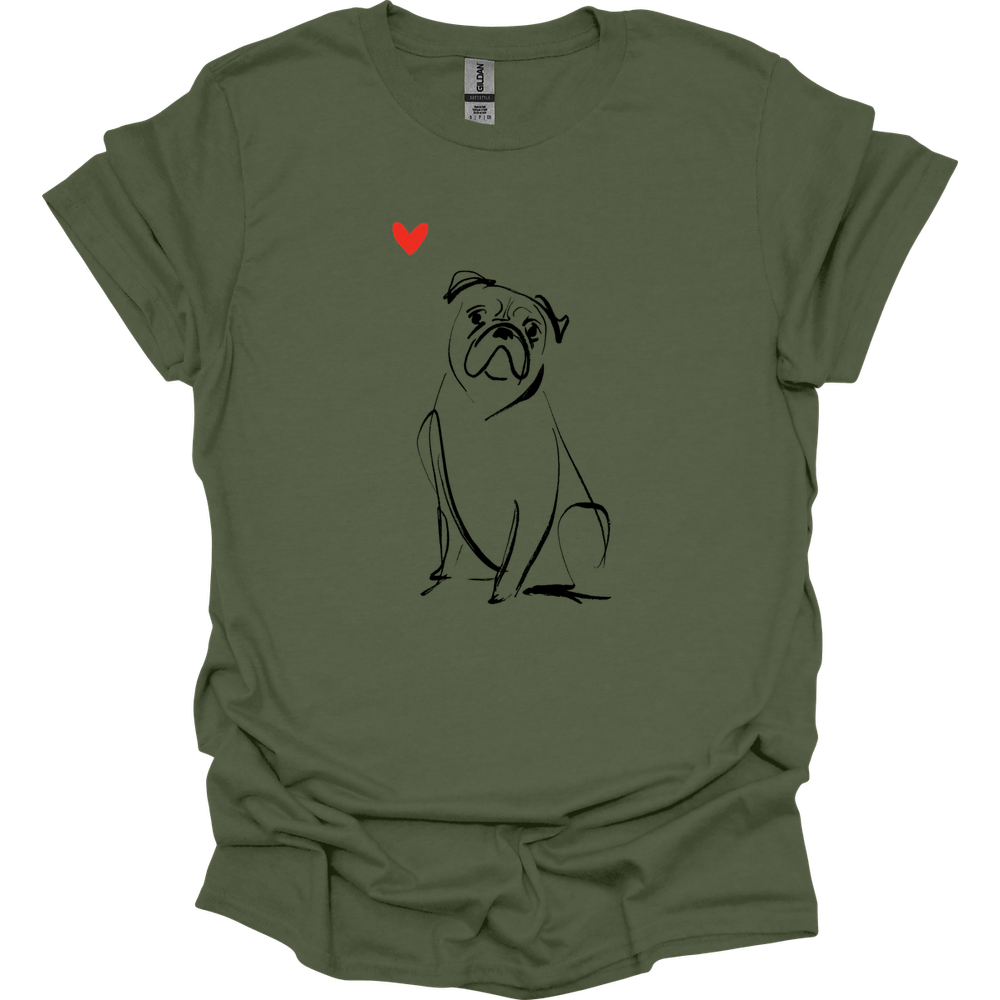 Boxer - Sketch Dog T-Shirt - Military Green