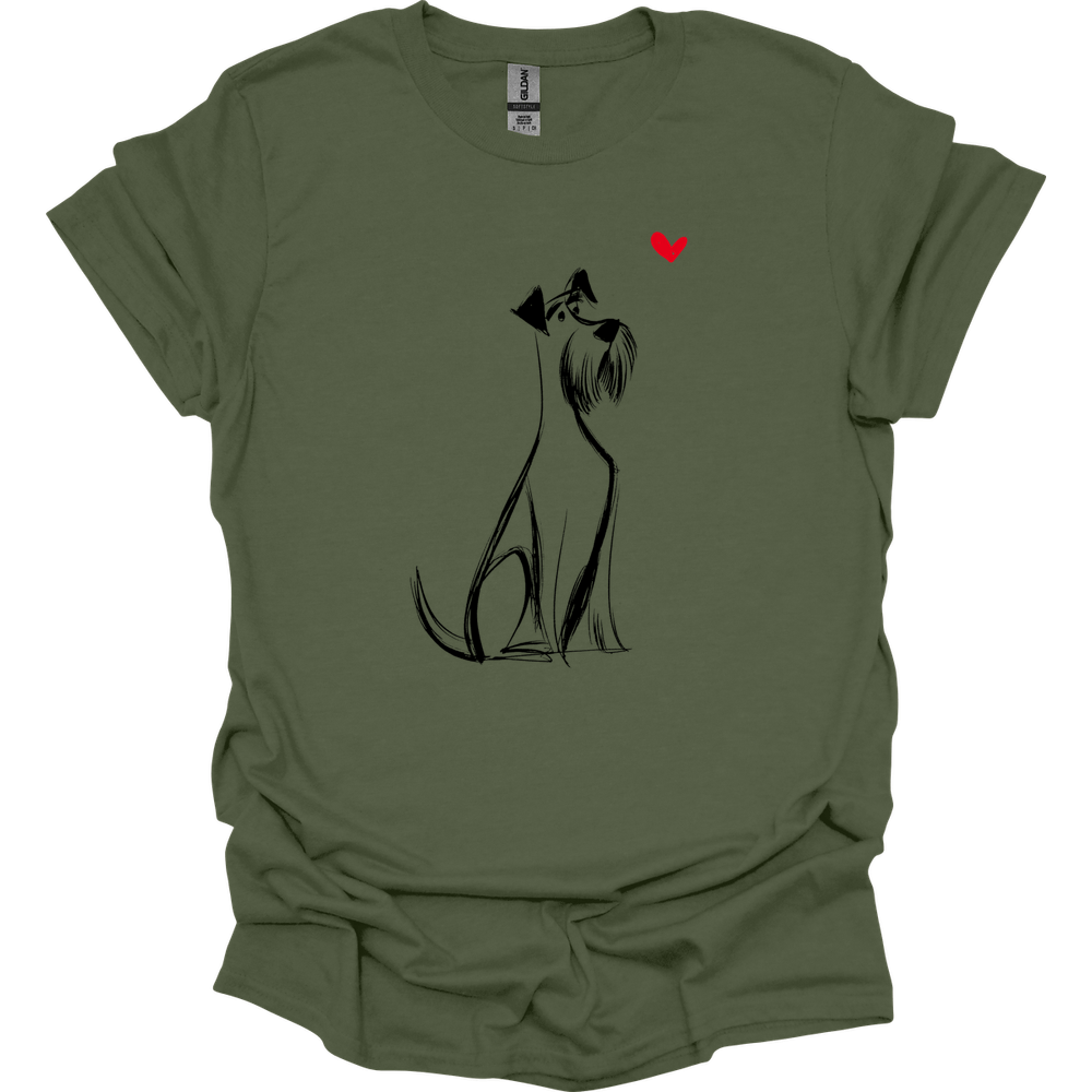 Giant Schnauzer - Sketch Dog T-Shirt - Military Green