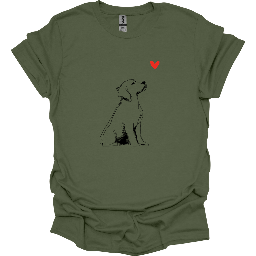 Brittany - Sketch Dog T-Shirt - Military Green