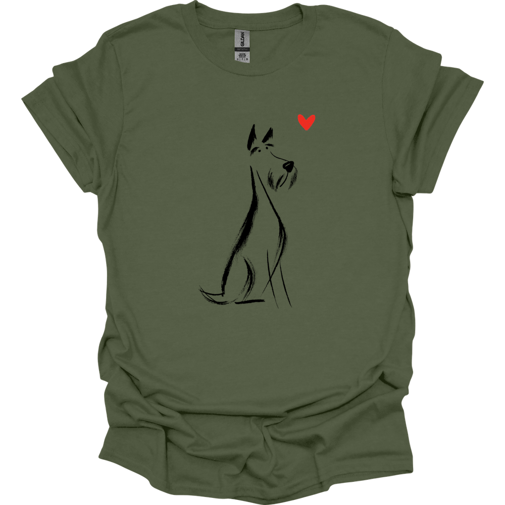 Kerry Blue Terrier - Sketch Dog T-Shirt - Military Green