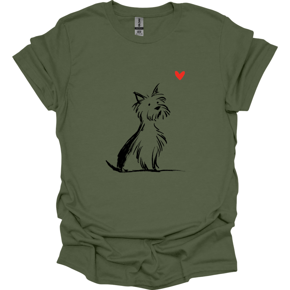 Yorkshire Terrier - Sketch Dog T-Shirt - Military Green